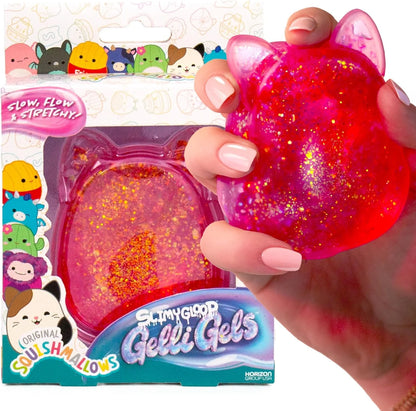 Original Squishmallows™ SLIMYGLOOP Pink Gelli Gels™, Slow Rising Sensory Squeeze Toy with Glitter, Gel Filled Fidget Toys - US 5404