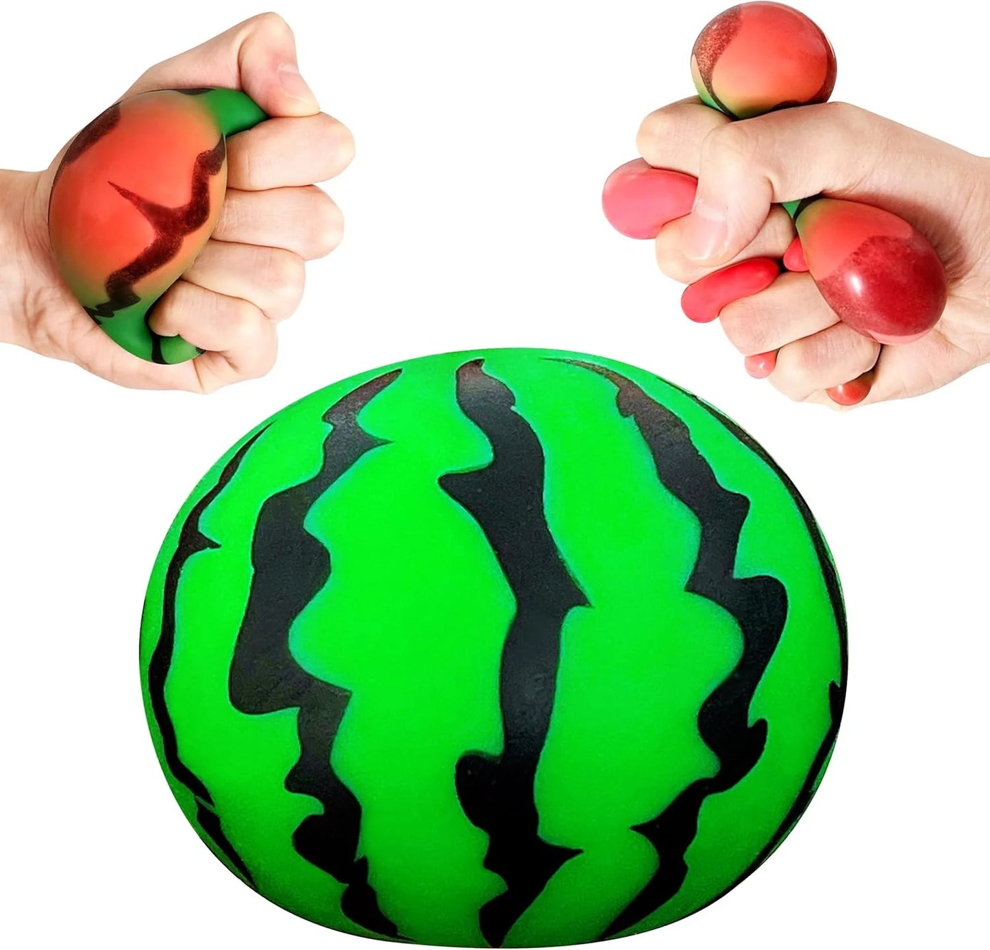 JIAHO Squishy Watermelon Stress Balls for Kids and Adults, Fruit Dough Balls, Fidget Toys, Anxiety Relief Stretch Balls, Squishy Toys for Kids Prizes, Party Favors | Change Color Squeeze Ball - US 8499