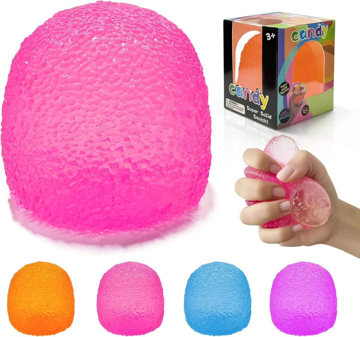 Stress Balls-Gumdrop Squishy Stress for Kids and Adults, Super Solid Squeeze Ball, Sensory for Stress Relief, Birthday, Easter Basket Stuffers and Party Favors(Pink) - US 8543