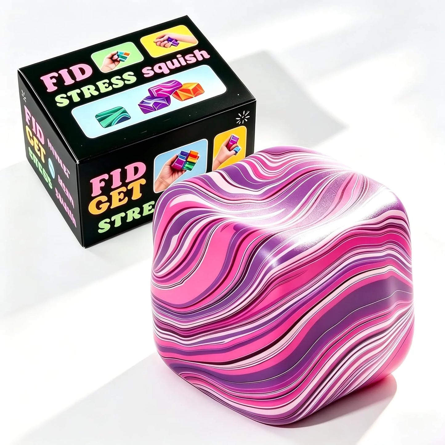 1 Pack Fidget Toys Squishy Stress Cube, Stress Balls for Kids Adults Squishies Stress Relief, Ice Sugar Sensory Toys for Kids with Autism, Fidgets for Classroom Prize Toys(Pink,1 Pack) - US 3085