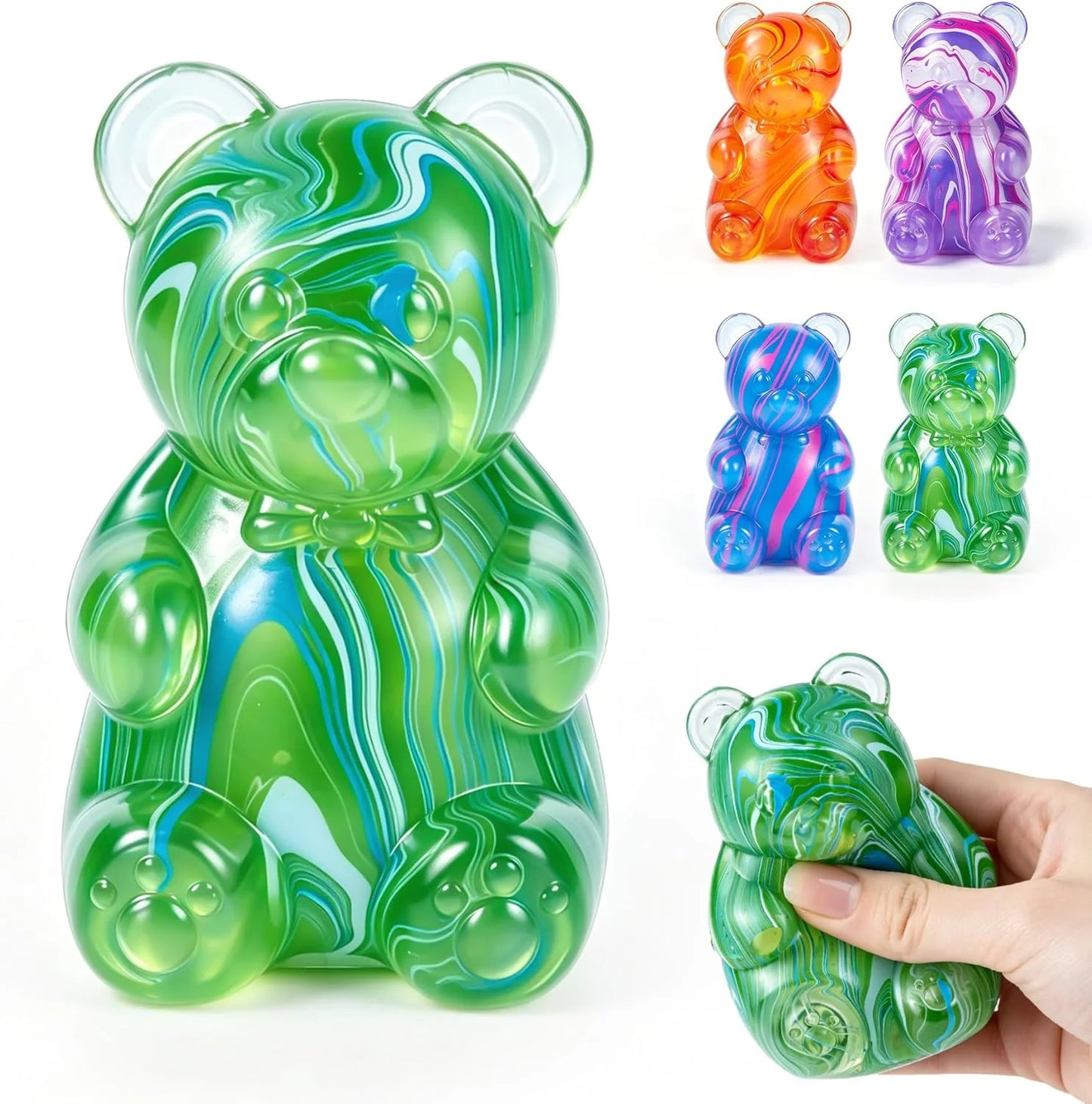 1Pc Gummy Bear Squishyies Fidget,Color Maltose Filled Squeeze Toys Slow Rising Squishy Stress Balls Adults Kids Party Favors,Classroom Prizes(Green) - US 1177