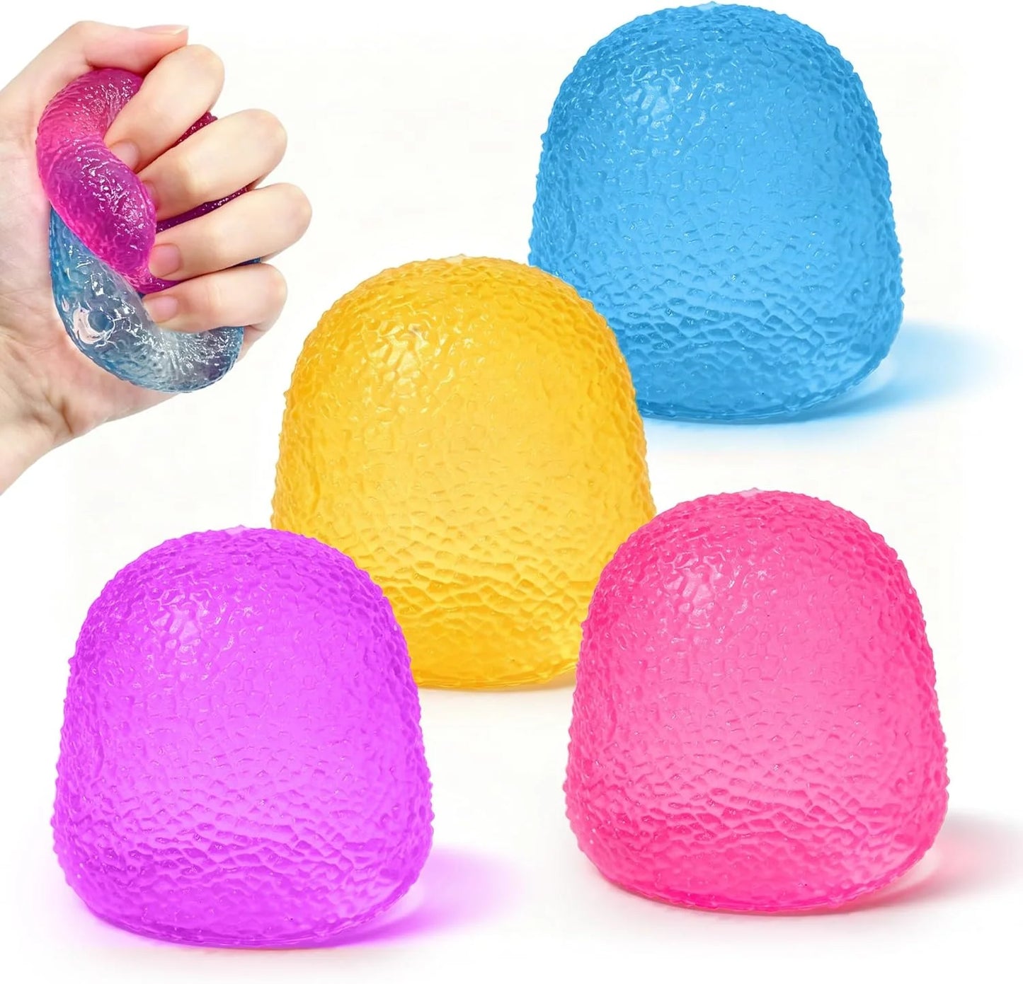 4PCS Gumdrop Squishy Toys Mini, Sweet Gel Candy Stress Ball, Sensory Squeeze Toy Set , Soft Hand Fidgets for Anxiety Relief, Birthday Goodie Bag Fillers for Teens & Adults - US 6017